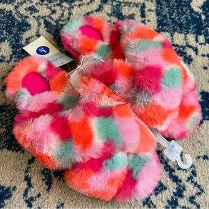 Girls' Brooklyn Crossband Fur Slippers Multicolor - Cat & Jack™